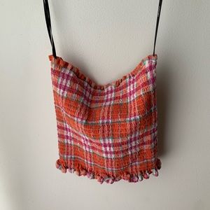 Cropped Plaid Tube Top
